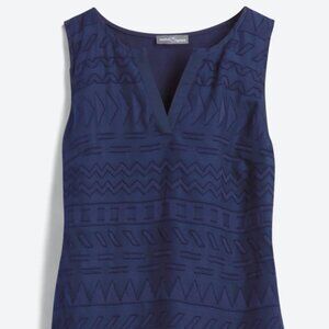 NWT Navy Blue Ezide Textured Mixed Material Top